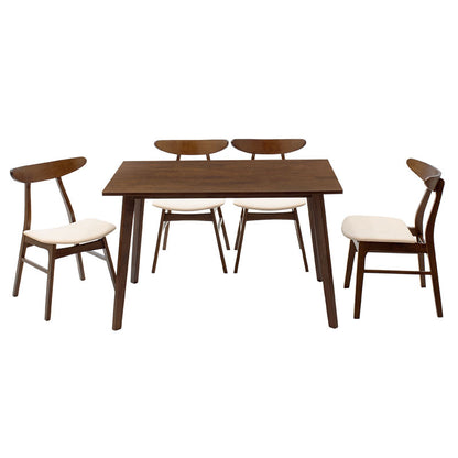 Dining set Benson - Orlean pakoworld 5pcs 120x80x75cm in walnut - beige fabric