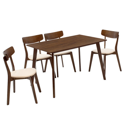 Dining set Benson - Toto pakoworld 5pcs 120x75x75cm in walnut - beige fabric