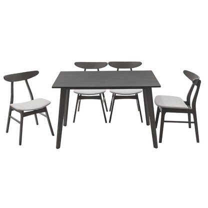 Dining set Benson - Orlean pakoworld 5pcs 120x75x75cm in rustic - grey  fabric