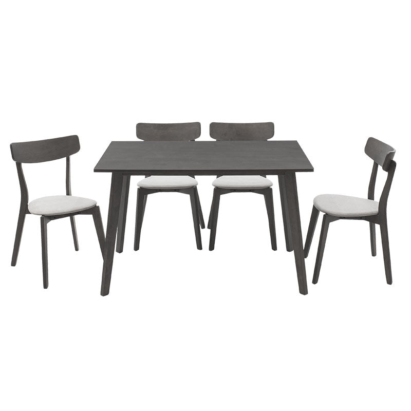 Dining set Benson - Toto pakoworld 5pcs 120x75x75cm in rustic grey - grey fabric