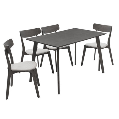 Dining set Benson - Toto pakoworld 5pcs 120x75x75cm in rustic grey - grey fabric