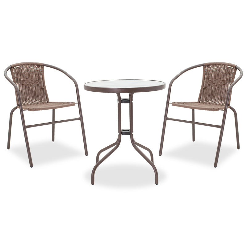 Dining set 3pcs Watson-Obbi pakoworld metal-pe brown