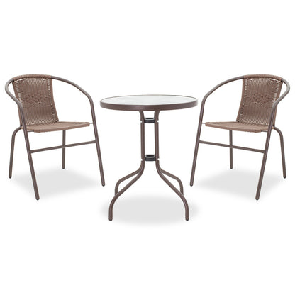 Dining set 3pcs Watson-Obbi pakoworld metal-pe brown