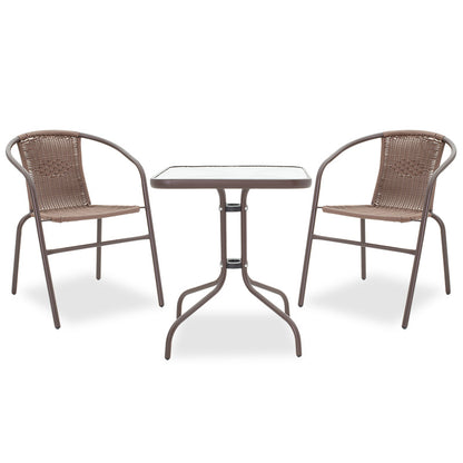 Obbi-Watson dining set 3pcs pakoworld metal-pe brown