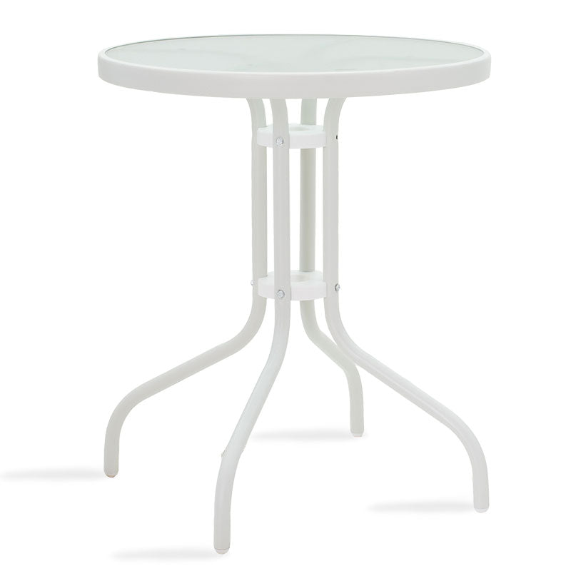 Garden dining set 3pcs Calan-Watson metal white-textilene brown