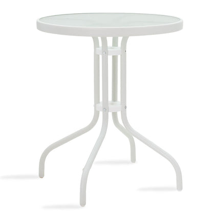 Garden dining set 3pcs Calan-Watson metal white-textilene brown
