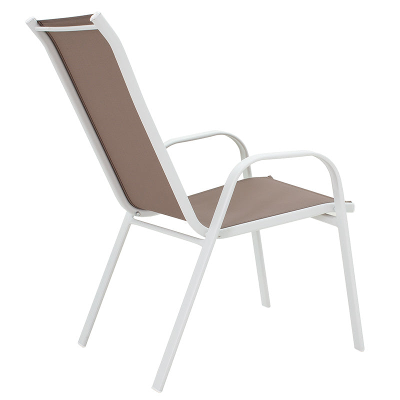 Garden dining set 3pcs Calan-Watson metal white-textilene brown