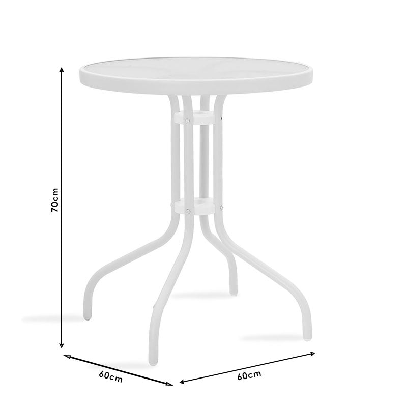 Garden dining set 3pcs Calan-Watson metal white-textilene brown