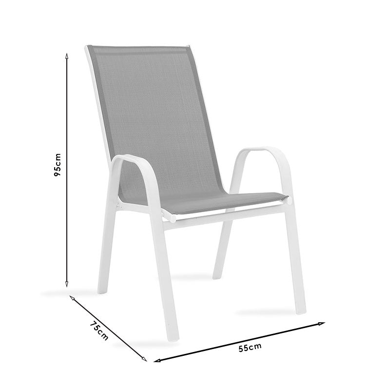 Garden dining set 3pcs Calan-Watson metal white-textilene brown