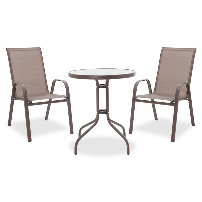 Dining table Watson-Calan set of 3 pakoworld metal-textilene brown D60x70cm