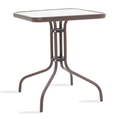 Dining table Watson-Calan set of 3 pakoworld metal-textilene brown 60x60x70cm