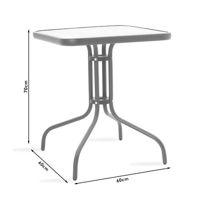 Dining table Watson-Calan set of 3 pakoworld metal-textilene brown 60x60x70cm