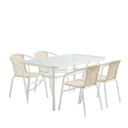Dining table Ensure-Obbi I set of 5 metal-pe white