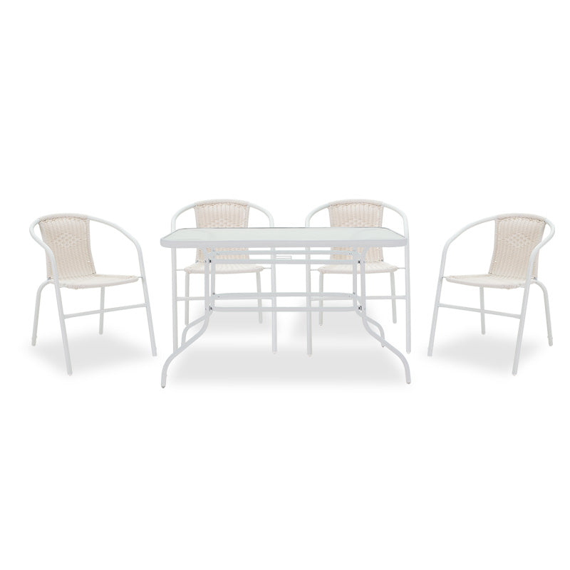 Dining table Valor-Obbi I set of 5 pakoworld metal-pe white