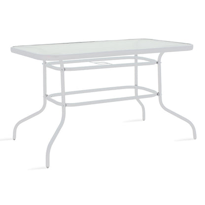 Dining table Valor-Calan I set of 5 pakoworld metal white-brown textilene 120x70x70cm