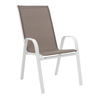Dining table Ensure-Calan I set of 5 metal white-brown textilene 120x70x70cm