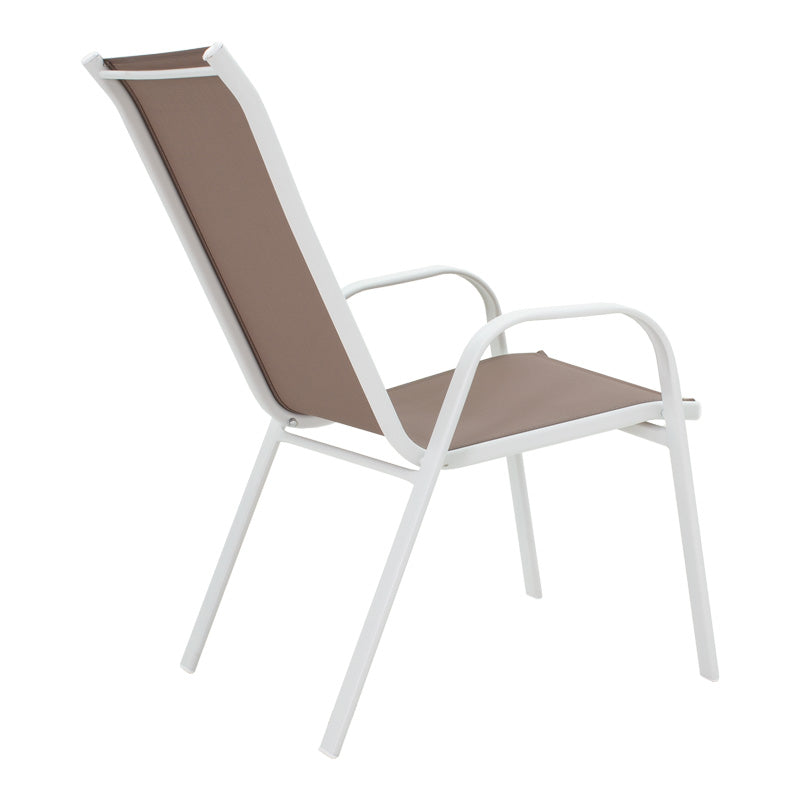 Dining table Ensure-Calan I set of 5 metal white-brown textilene 120x70x70cm