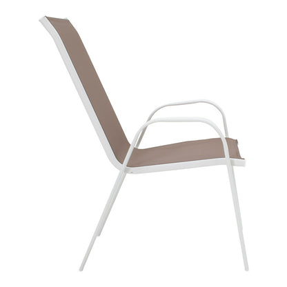 Dining table Ensure-Calan I set of 5 metal white-brown textilene 120x70x70cm