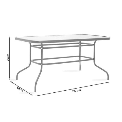 Dining table Valor-Calan I set of 5 pakoworld metal white-brown textilene 120x70x70cm