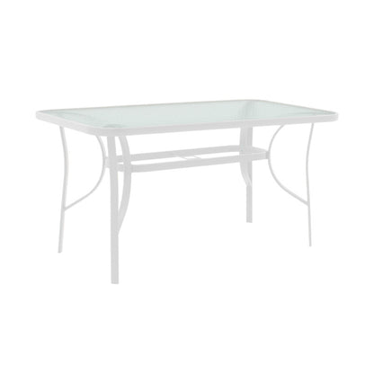 Dining table Ensure-Calan I set of 5 metal white-brown textilene 120x70x70cm