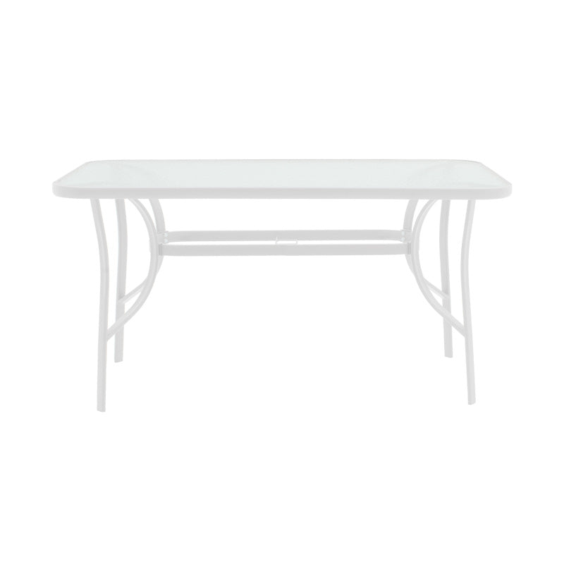 Dining table Ensure-Calan I set of 5 metal white-brown textilene 120x70x70cm