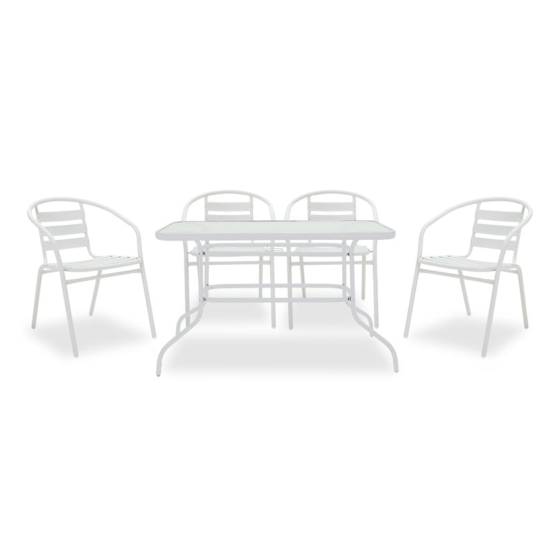 Valor-Tade dining table set of 5 pakoworld metal in white shade