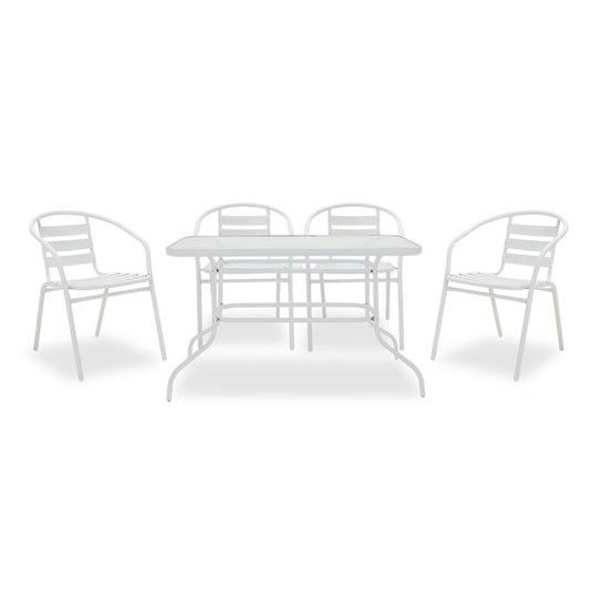 Valor-Tade dining table set of 5 pakoworld metal in white shade