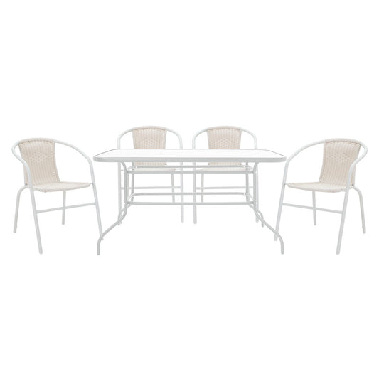 Dining set 5pcs Valor-Obbi set 5pcs pakoworld metal-pe white