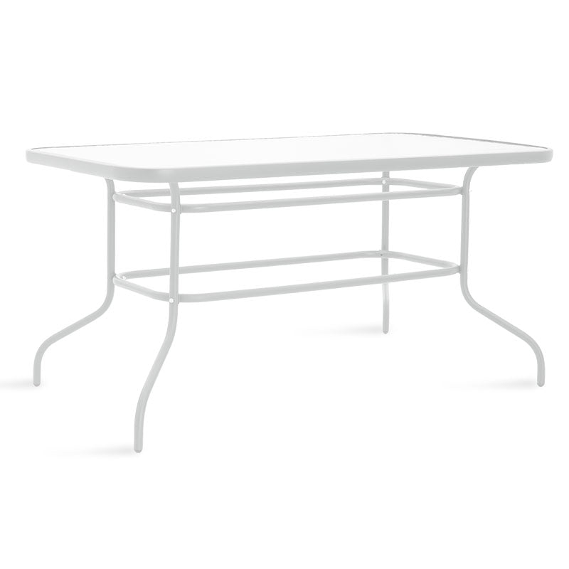 Dining table Valor-Calan B set of 5 pakoworld metal white-textilene brown 140x80x70cm