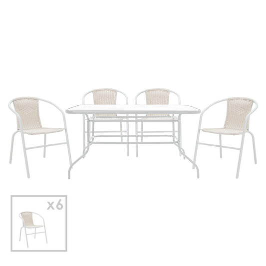 Dining set 7pcs Valor-Obbi pakoworld metal-pe white
