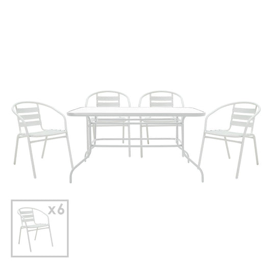 Dining set 7pcs Valor-Tade  pakoworld metal white