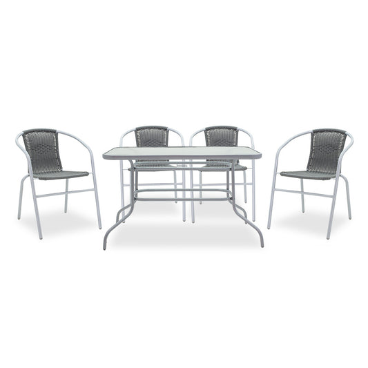 Dining set 5pcs Valor-Obbi pakoworld metal-pe gray