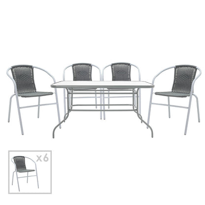 Dining set 7pcs Valor-Obbi pakoworld metal-pe gray