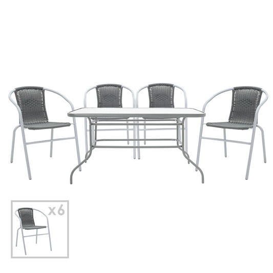 Dining set 7pcs Valor-Obbi pakoworld metal-pe gray