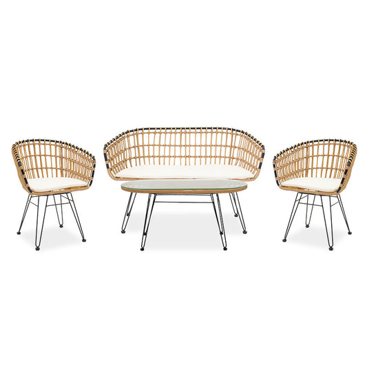 Lounge set 4pcs Naoki pakoworld metal black-pe natural