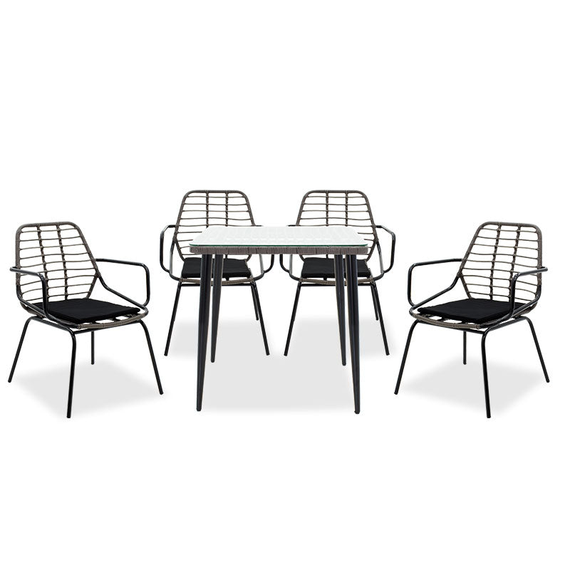 Naoki dining set 5pcs pakoworld metal black pe gray