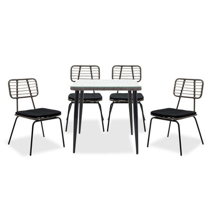 Naoki dining set 5pcs pakoworld metal black pe gray.