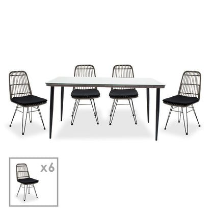 Naoki dining set 7pcs pakoworld metal black--pe gray