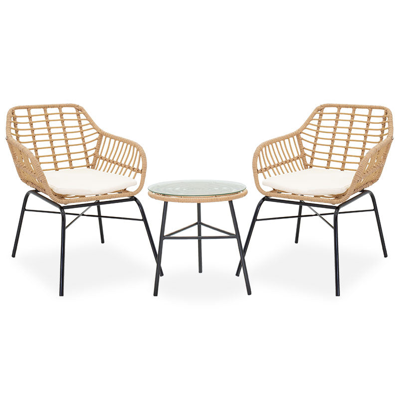 Lounge Gaus-Naoki set 3pcs pakoworld metal black-pe natural