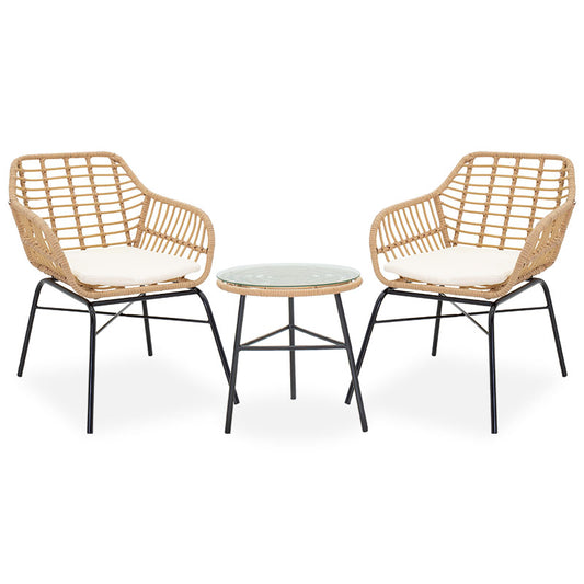 Lounge Gaus-Naoki set 3pcs pakoworld metal black-pe natural