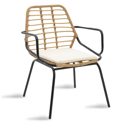 Lounge set 3pcs Gaus-Naoki pakoworld metal-black-pe natural