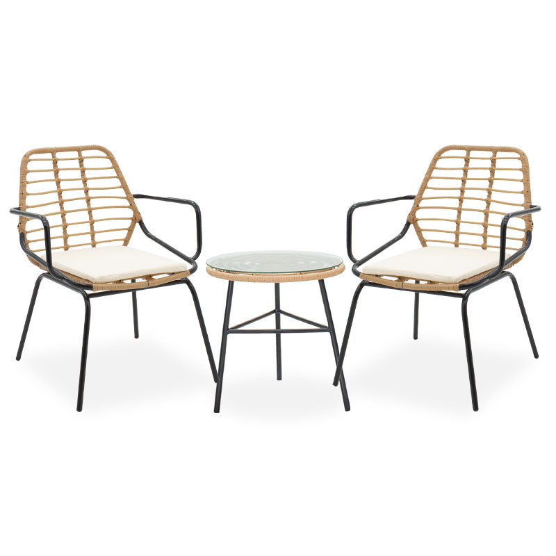 Lounge set 3pcs Gaus-Naoki pakoworld metal-black-pe natural