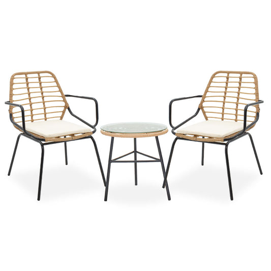 Lounge set 3pcs Gaus-Naoki pakoworld metal-black-pe natural