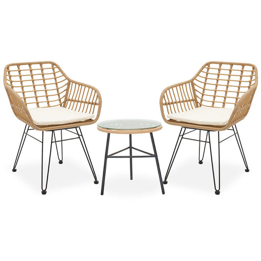 Lounge Gaus-Naoki set 3pcs pakoworld metal black-pe natural.