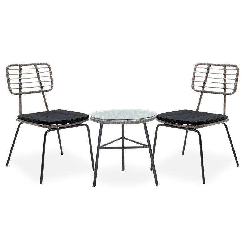 Lounge Gaus-Naoki set 3pcs pakoworld metal-black-pe grey