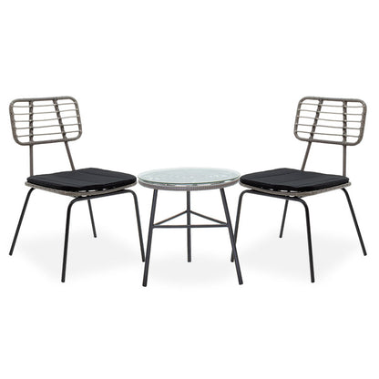 Lounge Gaus-Naoki set 3pcs pakoworld metal-black-pe grey