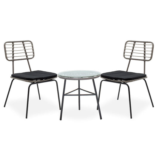 Lounge Gaus-Naoki set 3pcs pakoworld metal-black-pe grey