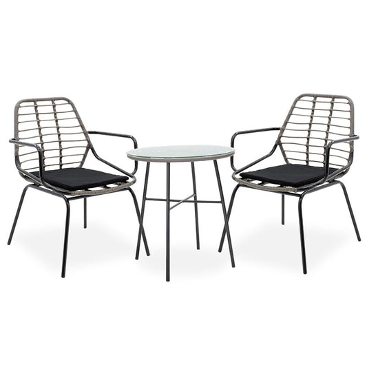 Dining set 3pcs Gaus-Naoki pakoworld metal black pe gray