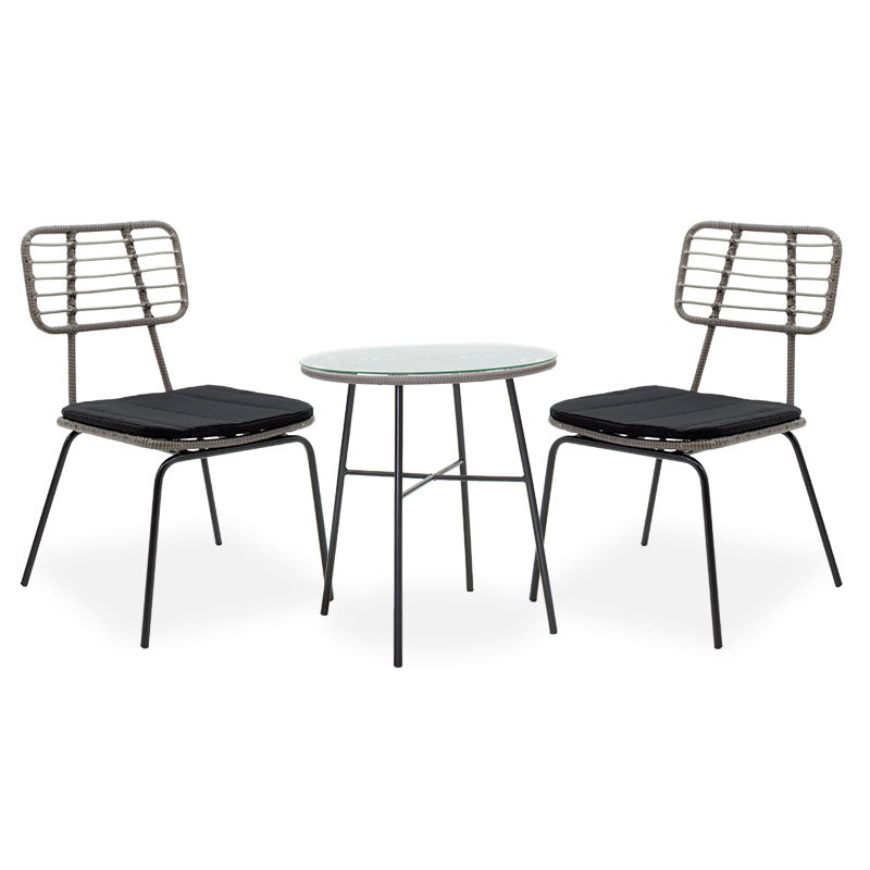 Gaus-Naoki dining set 3pcs pakoworld metal black pe gray.