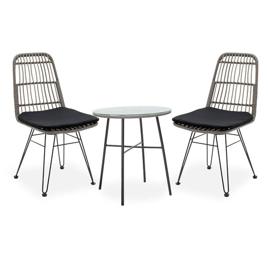 Dining set 3pcs Gaus-Naoki pakoworld metal black--pe gray